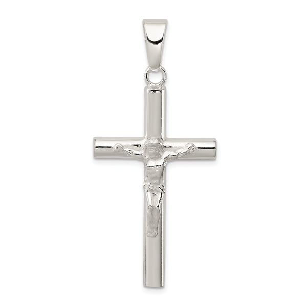 Carat in Karats Sterling Silver Polished Finish Hollow Crucifix Cross Charm Pendant (48.55 mm x 21.50 mm)