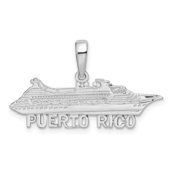 Carat in Karats Sterling Silver Polished Finish Puerto Rico Cruise Ship Charm Pendant (17.37mm)