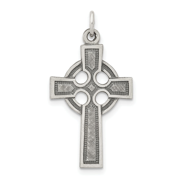 Carat in Karats Sterling Silver Polished Celtic Cross Charm Pendant (1.06 Inch x 0.62 Inch)