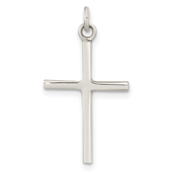 Carat in Karats Sterling Silver Polished Finish Cross Charm Pendant (23.27mm x 14.2mm)