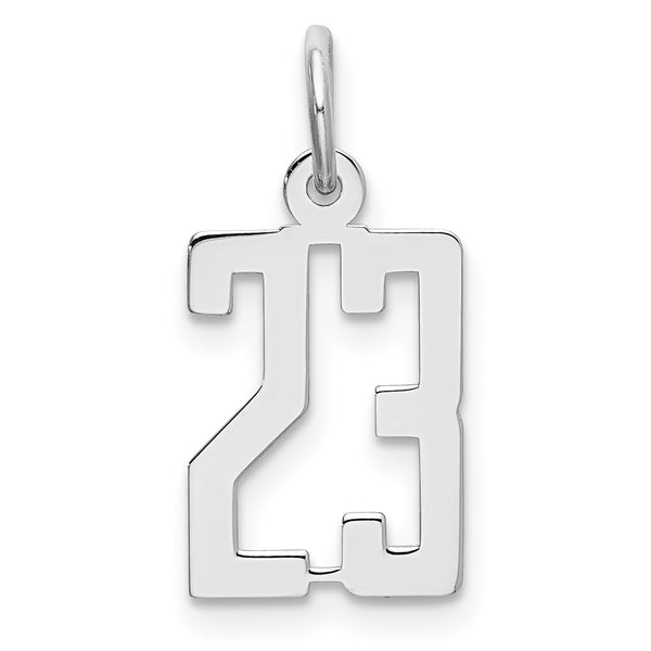 Carat in Karats Sterling Silver Polished Rhodium-Plated Elongated Number 23 Charm Pendant (0.78 Inch x 0.31 Inch)