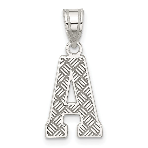 Carat in Karats Sterling Silver Letter A Initial Charm Pendant (25mm x 10mm)