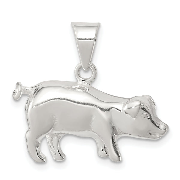 Carat in Karats Sterling Silver Polished Finish Pig Charm Pendant (15mm x 24mm)