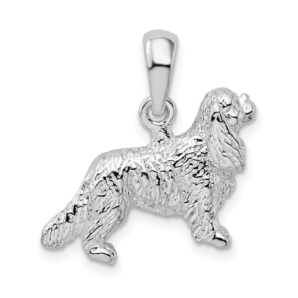 Quilate en quilates Plata esterlina Texturizada 3D Cavalier King Charles Spaniel Charm Colgante (14 mm x 17,15 mm)