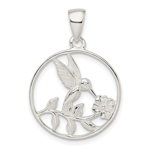 Carat in Karats Sterling Silver Polished Finish Hummingbird Charm Pendant (29.01mm x 19.83mm)