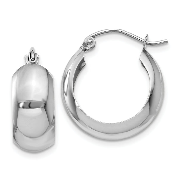 Quilate en quilates Aretes tipo argolla de oro blanco de 14 qt (13 mm x 7 mm)