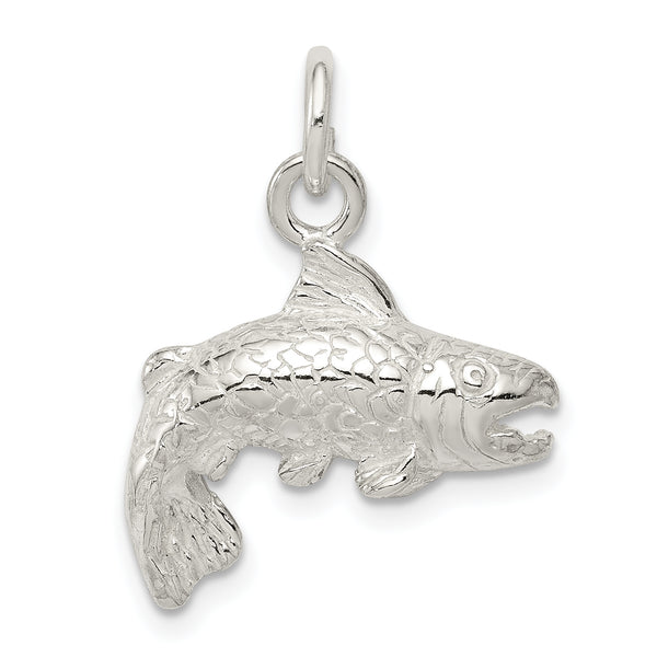 Carat in Karats Sterling Silver Polished Finish Fish Charm Pendant (19mm x 18mm)