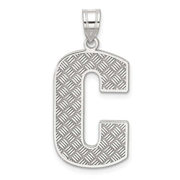 Quilates en quilates Plata de ley Letra C Inicial Charm Colgante (35 mm x 15 mm)