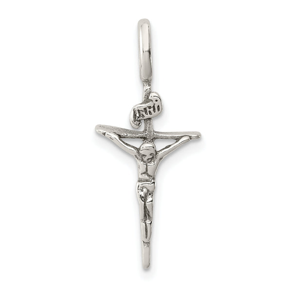 Quilates en quilates de plata esterlina pulida envejecida Inri Crucifix Charm Pendant (0.98 pulgadas x 0.43 pulgadas)