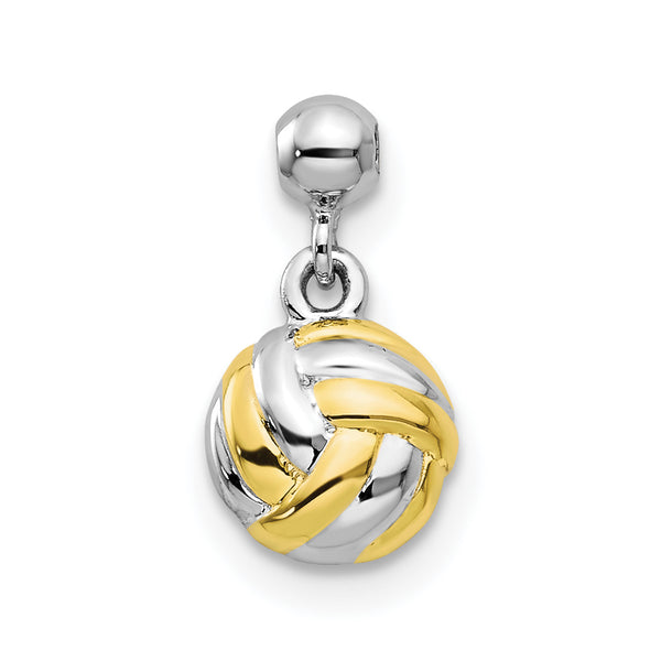 Quilate en quilates Plata esterlina rodiada Oro - Tono Colgante Volley Ball Charm Colgante (12.1mm x 6.5mm)