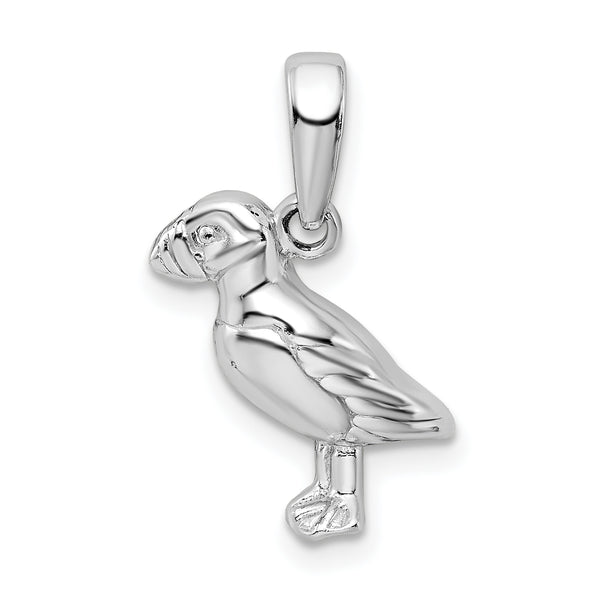 Carat in Karats Sterling Silver Polished Finish Puffin Bird Charm Pendant (14.5 mm x 10 mm)