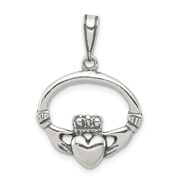 Colgante Claddagh envejecido de plata esterlina (0.98 pulgadas x pulgadas 0.79)