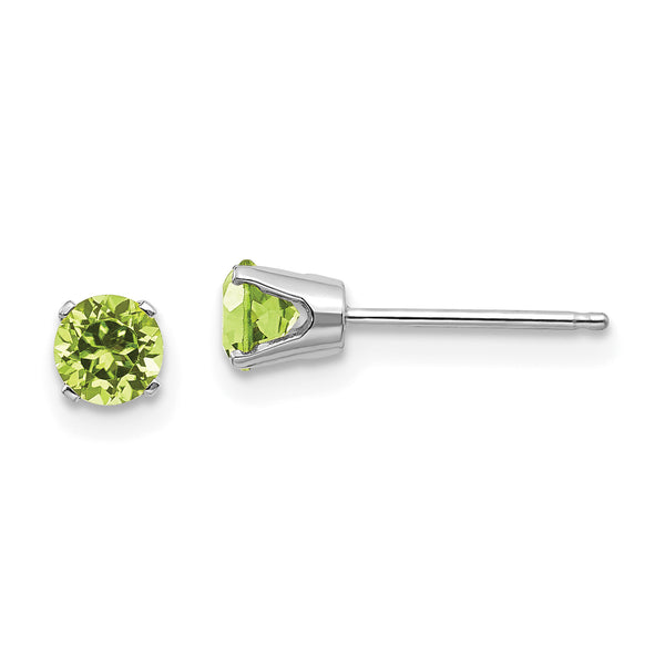 Quilate en quilates Aretes de peridoto de oro blanco de 14 qt (4 mm x 4 mm)