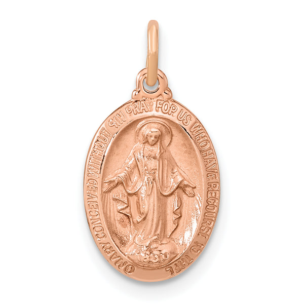 Carat in Karats Sterling Silver Polished Finish Gold Plated Gold Miraculous Medal Charm Pendant (21.06mm x 10.68mm)