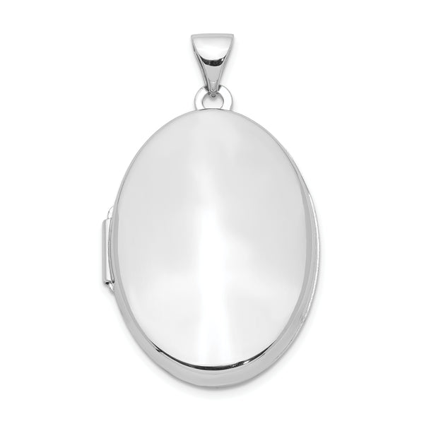 Carat in Karats Sterling Silver Polished Finish Rhodium-Plated Oval Locket Pendant (33.5mm x 19.6mm)