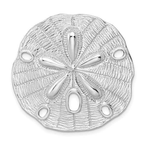 Quilate en quilates Plata esterlina Acabado pulido y texturizado Colgante grande con forma de dólar de arena (33,61 mm x 32,15 mm)