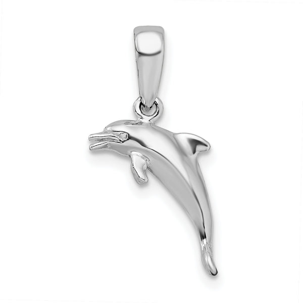 Carat in Karats Sterling Silver Polished Finish 3D Jumping Dolphin Charm Pendant (20.9mm)