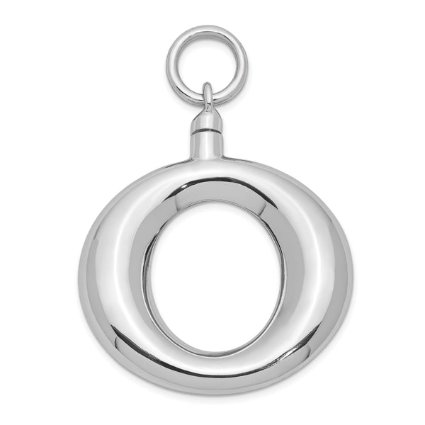 Carat in Karats Sterling Silver Polished Rhodium-Plated Round Ash Holder Pendant (1.27 Inch x 1.22 Inch)