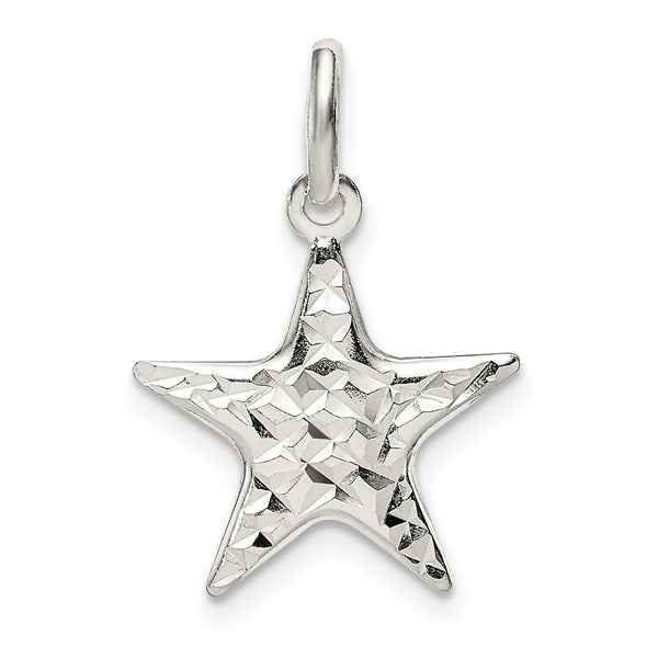 Carat in Karats Sterling Silver Star Charm Pendant (14.88 mm x 15.3 mm)