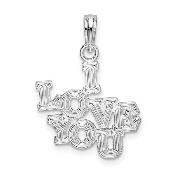 Sterling Silver Rhodium-Plated Polished I Love You Pendant