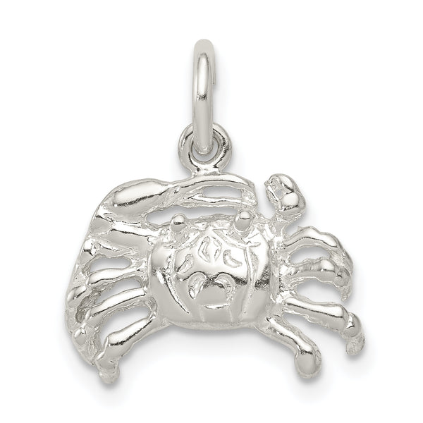 Carat in Karats Sterling Silver Polished Crab Charm Pendant (0.59 Inch x 0.66 Inch)