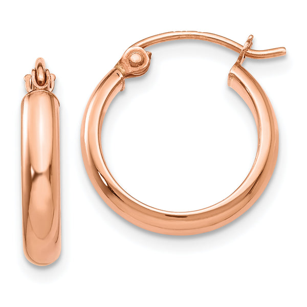 Carat in Karats 14K Rose Gold Hoop Earrings (15mm x (2.75mm Thickness)