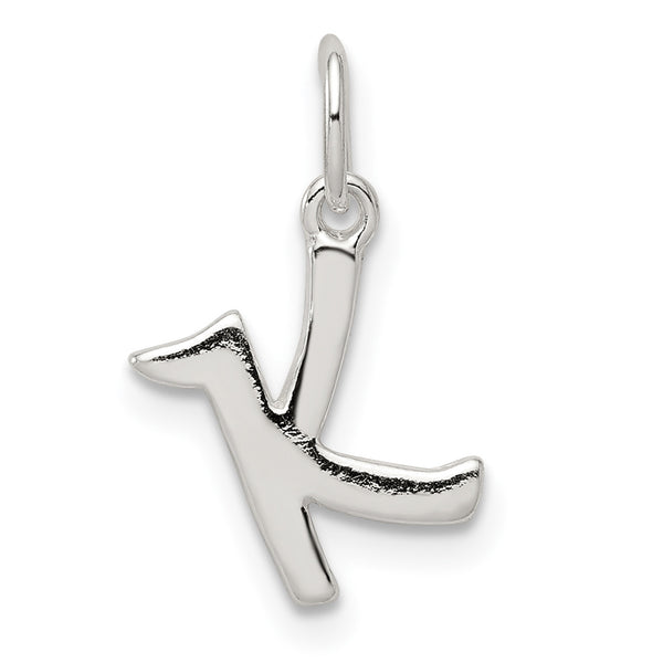 Carat in Karats Sterling Silver Letter K Initial Charm Pendant (0.51 Inch x 0.27 Inch)