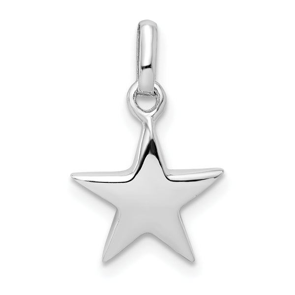 Carat in Karats Sterling Silver Rhodium-Plated Child's Polished Star Charm Pendant