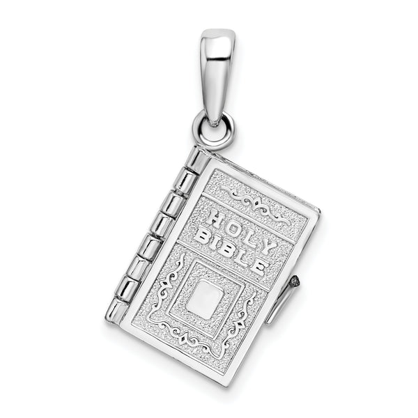 Carat in Karats Sterling Silver Polished Moveable 3D Lord's Prayer Bible Charm Pendant (1.07 Inch x 0.61 Inch)