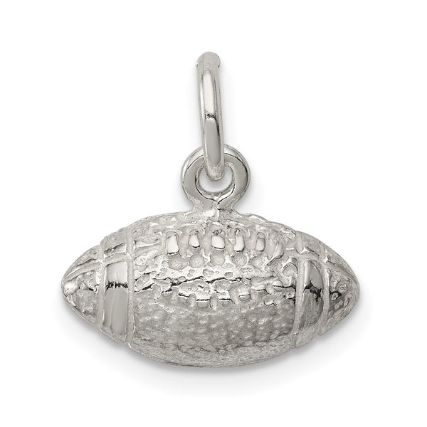 Carat in Karats Sterling Silver Polished Finish Football Charm Pendant (11mm x 15mm)