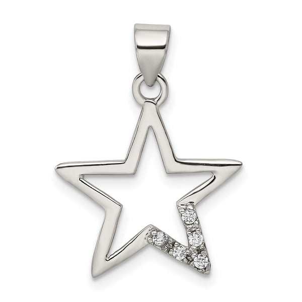 Carat in Karats Sterling Silver CZ Star Pendant (1.18 Inches x Inches 0.79)