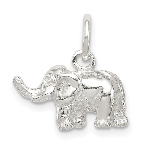 Carat in Karats Sterling Silver Polished Finish Elephant Charm Pendant (11mm x 15mm)