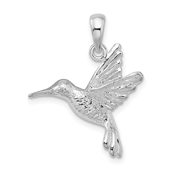 Quilate en quilates Plata de ley Acabado pulido Colibrí Colgante con amuleto (19,7 mm x 20,4 mm)