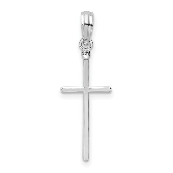 Carat in Karats Sterling Silver Polished Finish Thin Latin Cross Charm Pendant (21.3 mm x 9.5 mm)