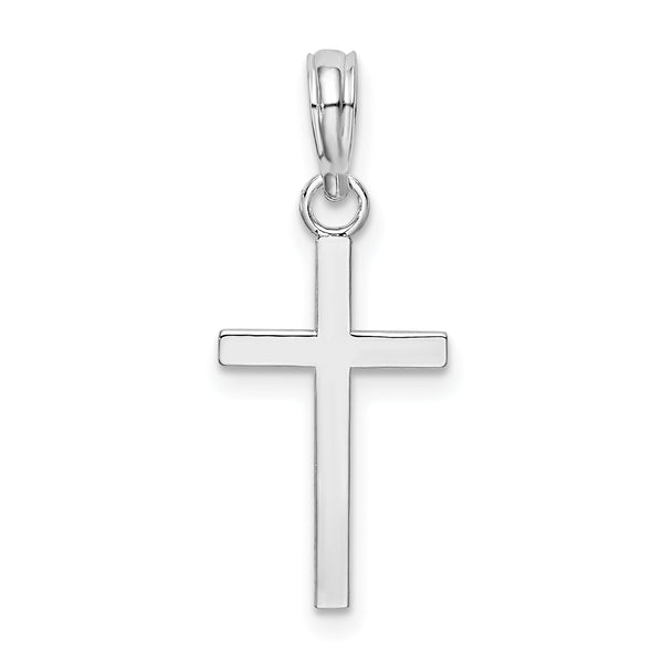 Carat in Karats Sterling Silver Polished Flat Latin Cross Charm Pendant (16.4 mm x 10.5 mm)