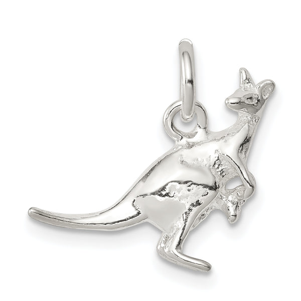 Carat in Karats Sterling Silver Polished Finish Kangaroo Charm Pendant (17mm x 16mm)