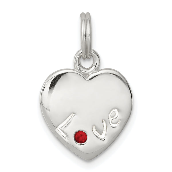 Quilate en quilates Plata de ley Siam Stellux Crystal Love Heart Charm Colgante (0.78 pulgadas x 0.59 pulgadas)