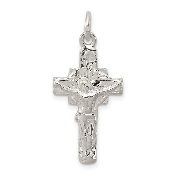 Carat in Karats Sterling Silver Polished Crucifix Charm Pendant (1.22 Inch x 0.55 Inch)