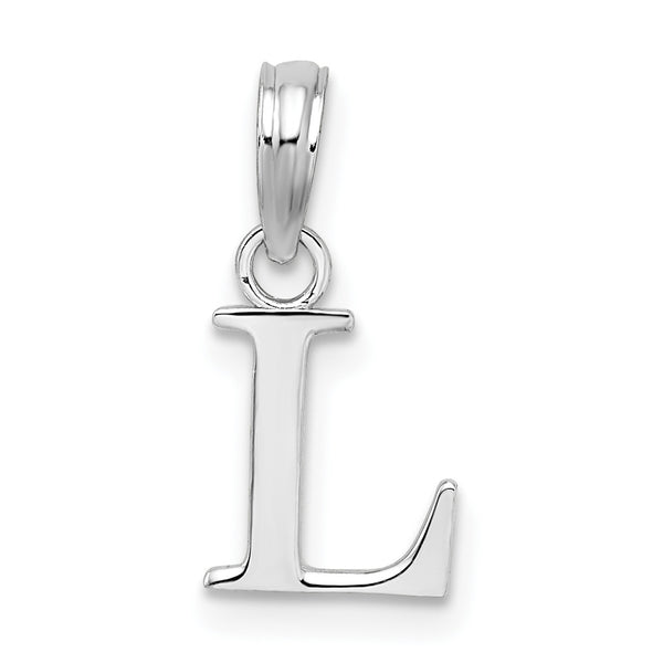 Quilate en quilates Plata esterlina Acabado pulido Bloque Inicial Letra L Charm Pendant