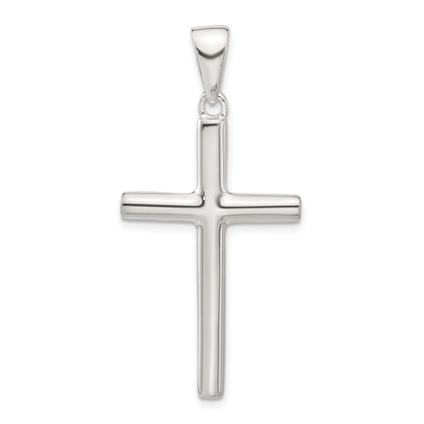 Carat in Karats Sterling Silver Polished Finish Cross Charm Pendant (44mm x 23mm)