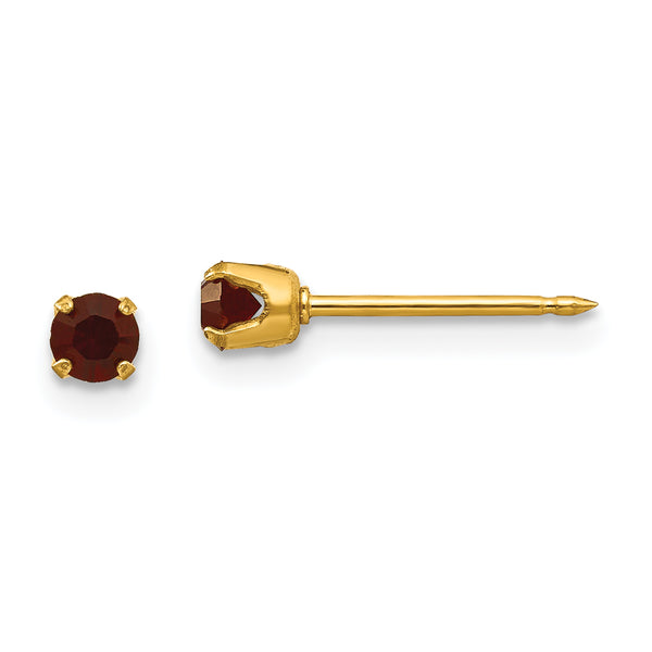 Carat in Karats 14K Yellow Gold Created Crystal Stud Post Earrings (3 mm x 3 mm)