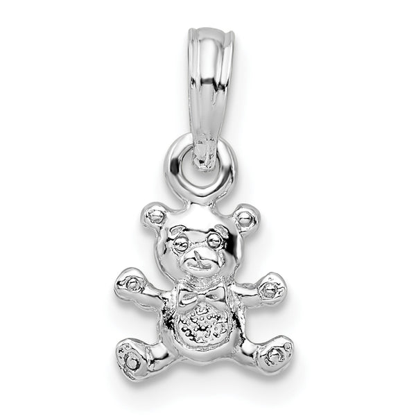 Quilate en quilates Plata esterlina Pulida 3D Mini Bear Charm Colgante (12.2 mm)