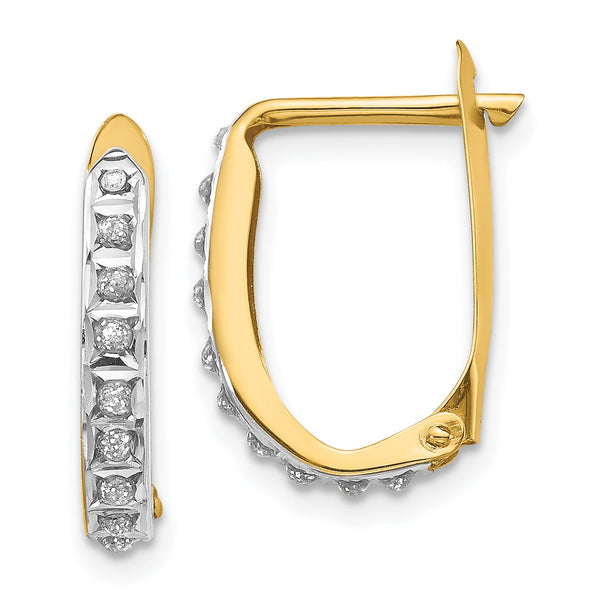 Carat in Karats 14K Yellow Gold Diamond Fascination Hinged Hoop Earrings (16mm x 2mm)