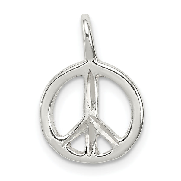 Carat in Karats Sterling Silver Peace Charm Pendant (19mm x 13mm)