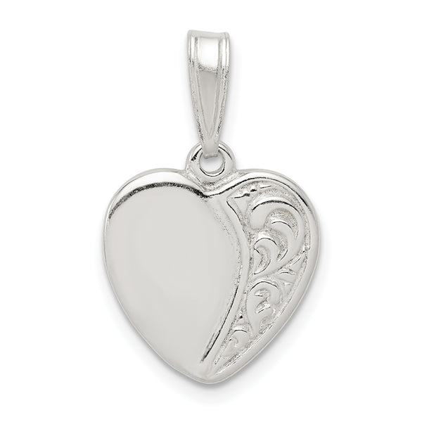 Carat in Karats Sterling Silver Polished Heart Charm Pendant (0.62 Inch x 0.59 Inch)