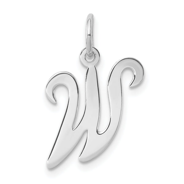 Carat in Karats Sterling Silver Rhodium-Plated Stamped Letter W Initial Charm Pendant (20mm x 12-14mm)