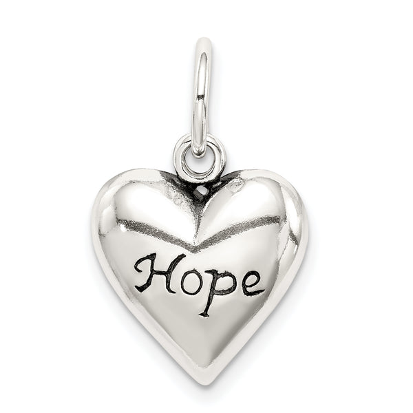 Sterling Silver Antiqued Hope Pendant (0.67 Inches x Inches 0.55)