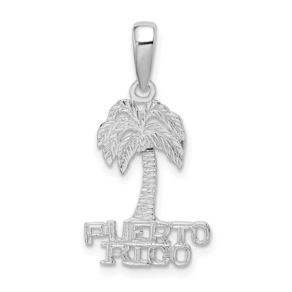 Carat in Karats Sterling Silver Polished Puerto Rico Palm Tree Charm Pendant (1.03 Inch)