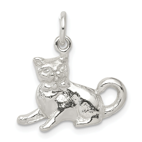 Quilate en quilates Colgante de amuleto de gato de plata esterlina (16 mm x 21 mm)