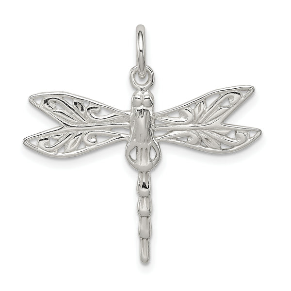 Carat in Karats Sterling Silver Dragonfly Charm Pendant (0.9 Inch x 1.18 Inch)